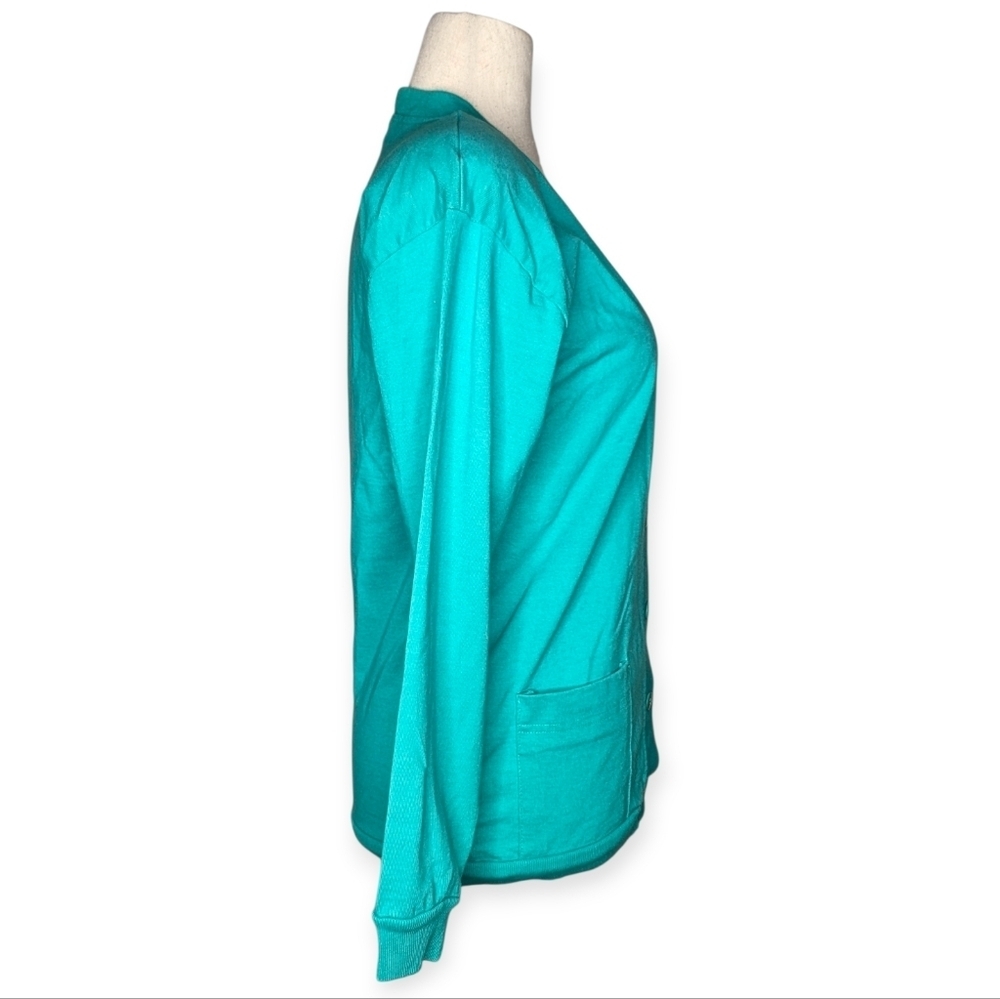 Vintage Lord & Taylor Young Americans Teal Cotton Cardigan Sweater S - Picture 4 of 7